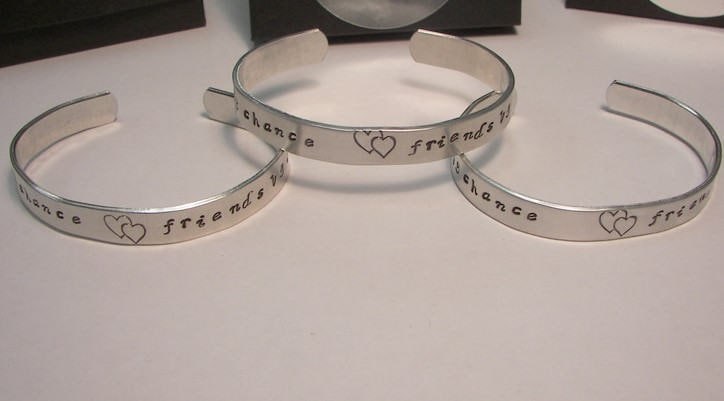 personalized sterling sister bracelet set, Hand stamped jewelry, custom stamped, sisters jewelry, Sisters by chance friends by choice