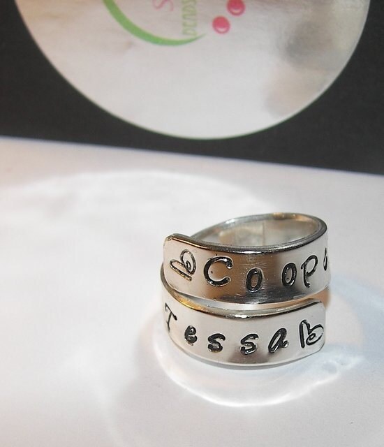 personalized Personalized Mommy ring, kids names wrap ring, Mother's custom hand stamped jewelry handstamped jewelry