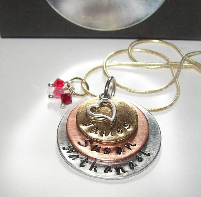 personalized Personalized Mommy 3 layer Hand stamped necklace, Custom hand stamped jewelry with kids names for mom