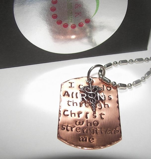 personalized I can do all things in Christ Nurse gift, Custom Hand stamped jewelry, RN Necklace, personalized jewelry handstamped jewelry