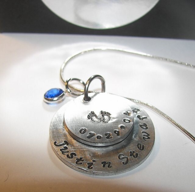 personalized Hand stamped 2 layer Mommy necklace, Custom personalized necklace with kids name, new mom gift
