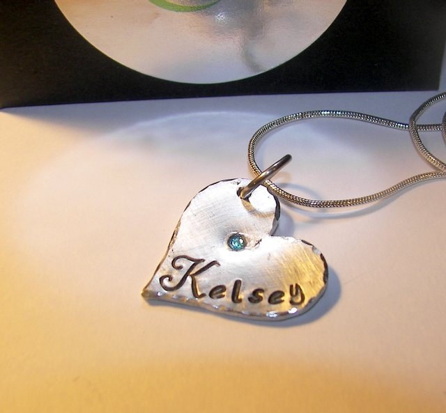 kids name charm necklace, mommy jewelry with kids names, birthstone jewelry, personalized hand stamped initial necklace gift for her