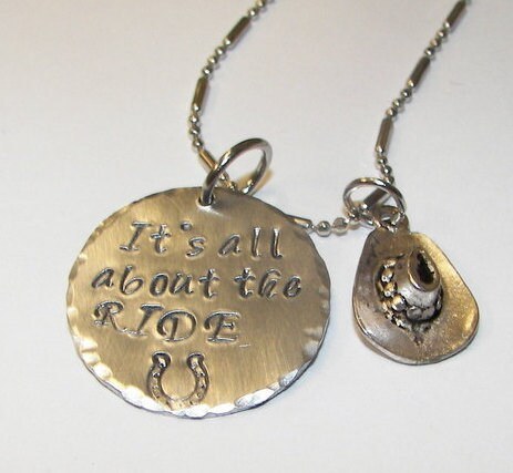sterling it is all about the ride personalized country girl charm, custom personalized jewelry for mom , hand stamped jewelry for her