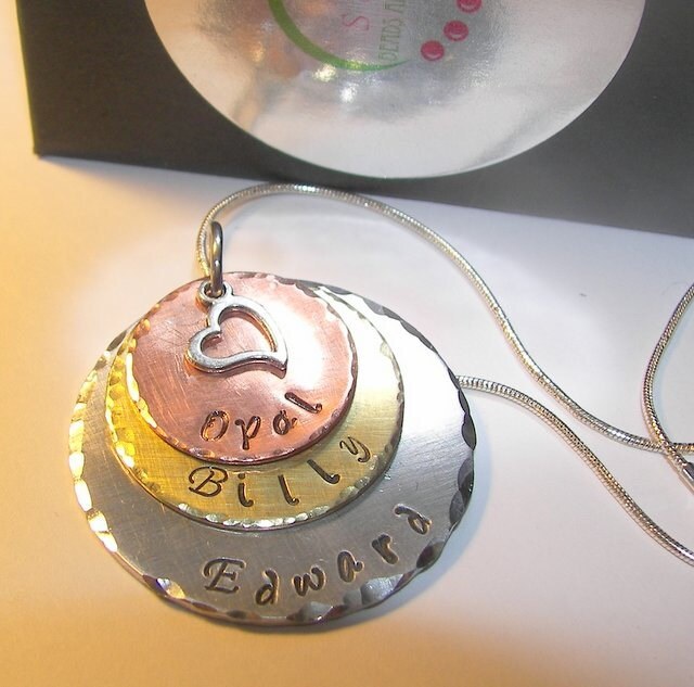 Sterling silver 3 layer Mommy necklace, stacking necklace with kids names, personalized Hand stamped jewelry, custom necklace for wife