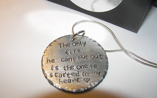 Sterling the only fire he can't put out fireman wife necklace, custom personalized jewelry for firemans wife, personalized jewelry