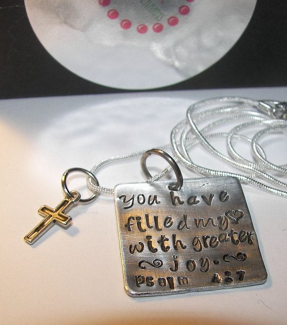 personalized You have filled my Heart with greater joy Psalm 4:7, Custom hand stamped personalized jewelry, mothers faith jewelry