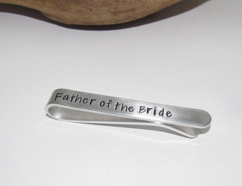 Custom tie clip wedding accessory grooms gift, personalized jewelry and gifts, custom hand stamped tie clip for father of the bride