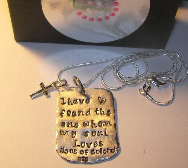 personalized I have found the one my soul loves, custom personalized hand stamped jewelry, faith and religious jewelry , song of Solomon
