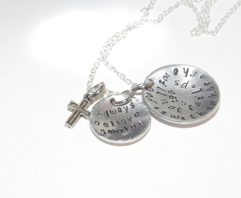 personalized Psalm 46:5 God is within her , Hand stamped faith jewelry , custom personalized jewelry,