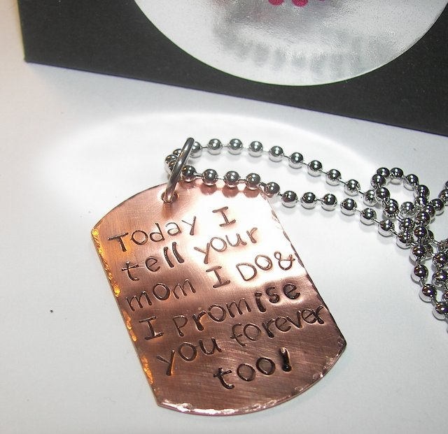 Blended Family Gift Today I tell Your Mom / Dad I Do, Son of the Bride/ groom gift, Step son or Adoptive songift, hand stamped jewelry