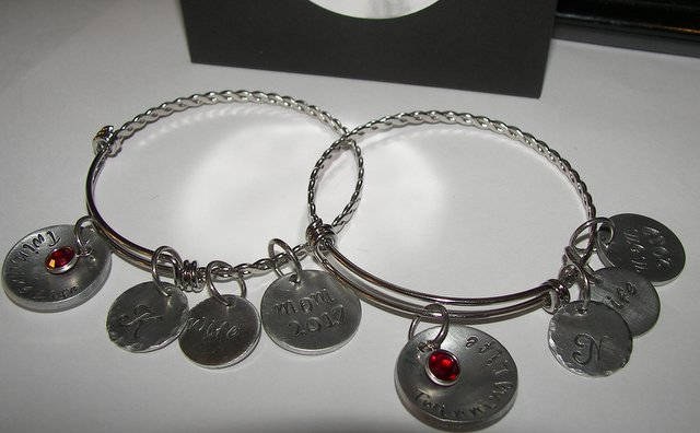 personalized Adjustable bangle bracelet gift for twins, custom gifts for sisters, personalized hand stamped jewelry, sisters bff jewelry