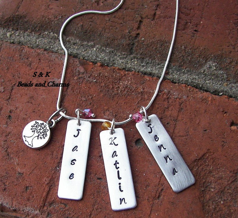 Mothers Necklace - Personalized Mothers Day Gift - Kids Name Necklace - Mother Jewelry - Hand Stamped Jewelry - Gift for Mom or Grandmother