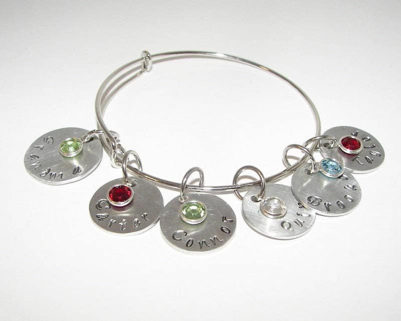personalized Personalized Mommy Bracelet with kids names and birthstones, Mothers Day Jewelry gift, Mom or Grandma charm Bracelet