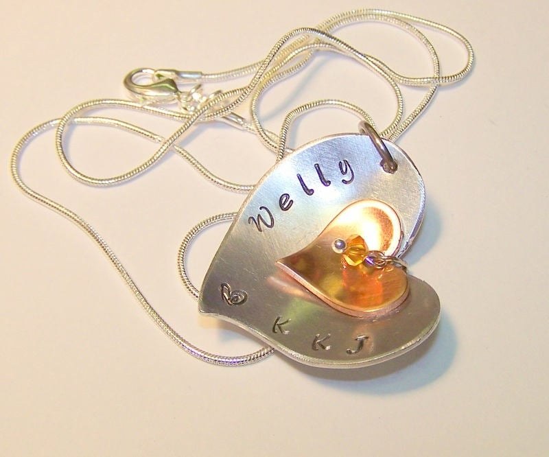 personalized Necklace with kids names for mom, stacked name necklace, custom hand stamped kids name necklace, personalized jewelry gifts