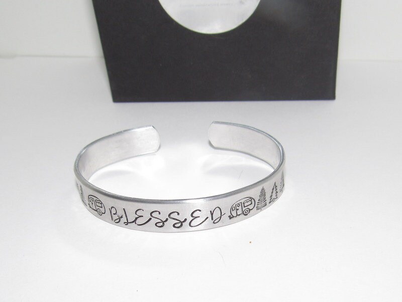 personalized Sterling silver Blessed Cuff Bracelet, Daily Reminder Inspirational Jewelry, Motivational Bracelet Hand Stamped jewelry