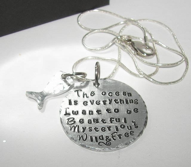 personalized Mermaid necklace for girls,The ocean is everything I want to be, custom personalized handstamped jewelry, handstamped jewelry