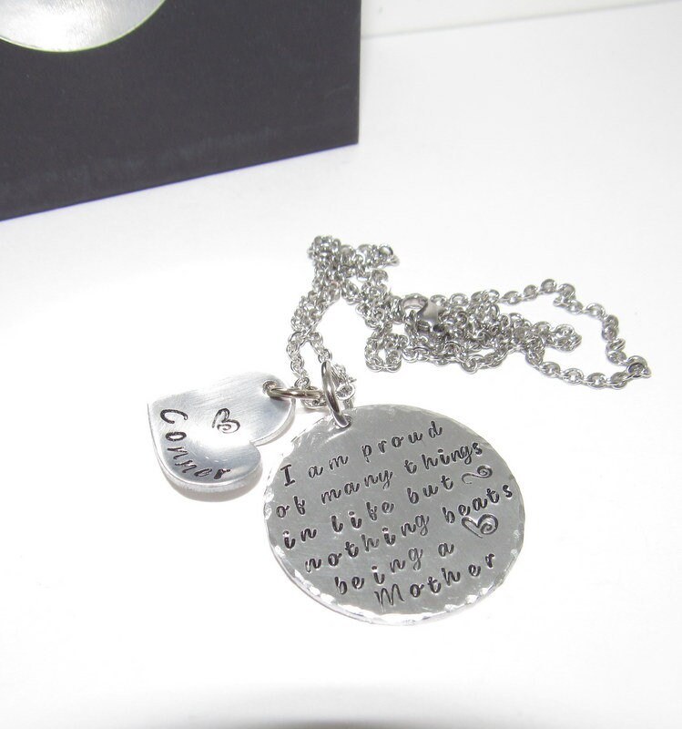 Nothing beats being a mom, God created mothers, Hand stamped jewelry, mommy jewelry, personalized jewelry, engraved, custom jewelry