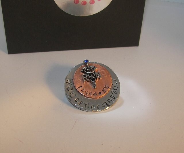 personalized Nurse gift RN pinning, Nurse graduation gift pin, custom personalized hand stamped jewelry handstamped jewelry