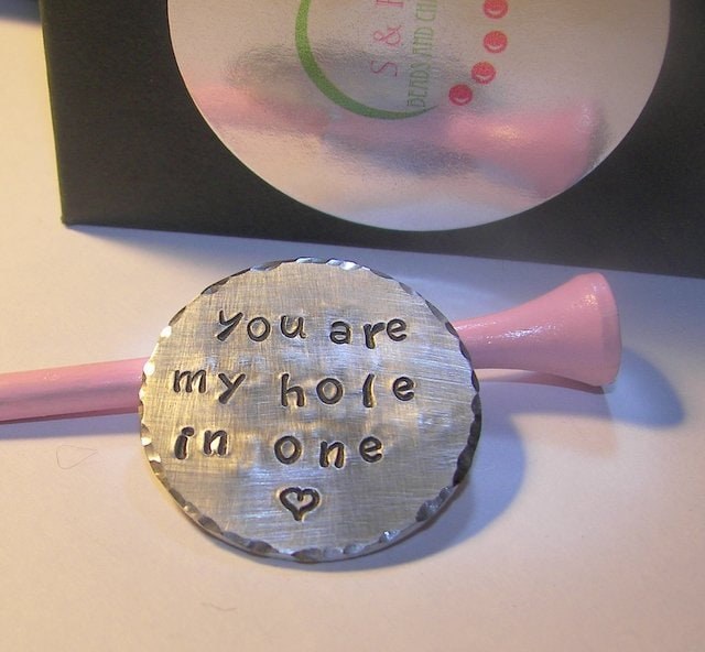 Golf ball marker fathers day gift, personalized golf marker anniversary gift for him, pocket token gift for golfer handstamped jewelry