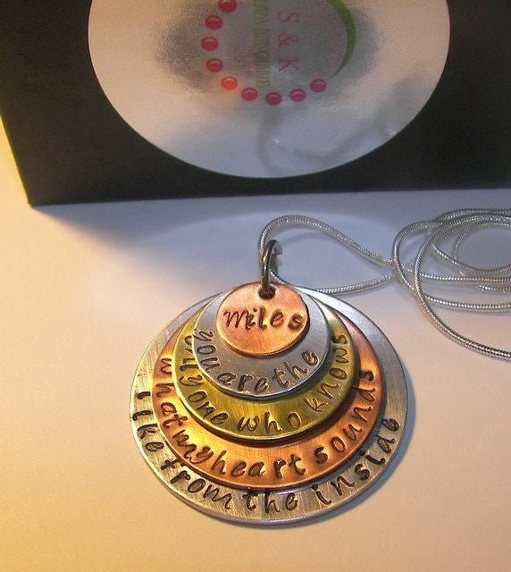 who knows what my heart sounds like, personalized mothers necklace, personalized jewelry, custom necklace, custom jewelry, gift for mom