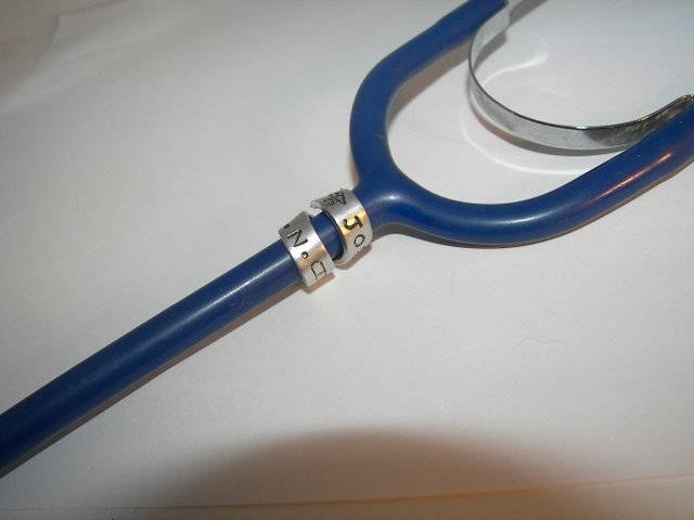 sterling Personalized stethoscope ring,Custom stethoscope Wrap, stethoscope ID, Nurse Gift, Doctor Gift, Hand stamped Stethoscope tag