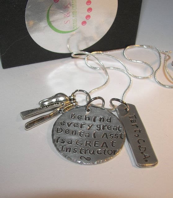 personalized Dental instructior gift from students, Great gift for any Dental hygiene or assitant intructiors handstamped jewelry