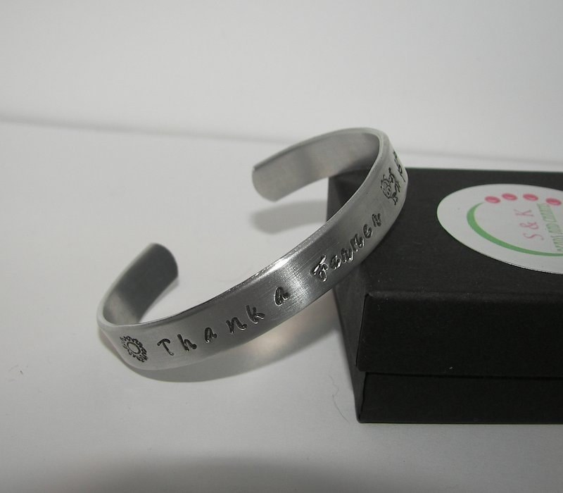 personalized Thank a farmer cuff bracelet, Support a farmer southern farm jewelry, custom personalized hand stamped jewelry