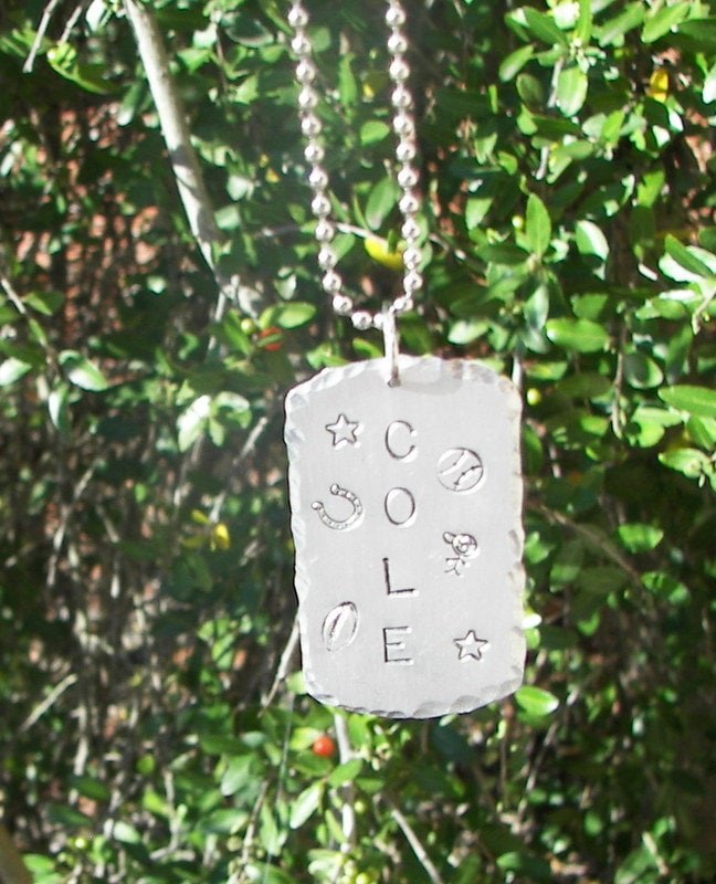 personalized Personalized jewelry with Kids name necklace for boys, Hand stamped jewelry , Dog tag Name jewelry for boys handstamped jewelry