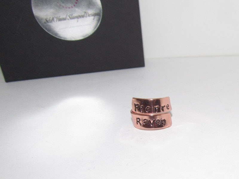 best friends wrap ring, personalized ring, custom hand stamped jewelry , mommy ring, kids names ring , couples ring , name ring