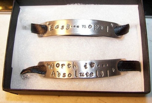 Hand stamped shoe bar tags, personalized shoe bar jewelry, Custom runner or military boot bar, running shoe tag ,handstamped jewelry