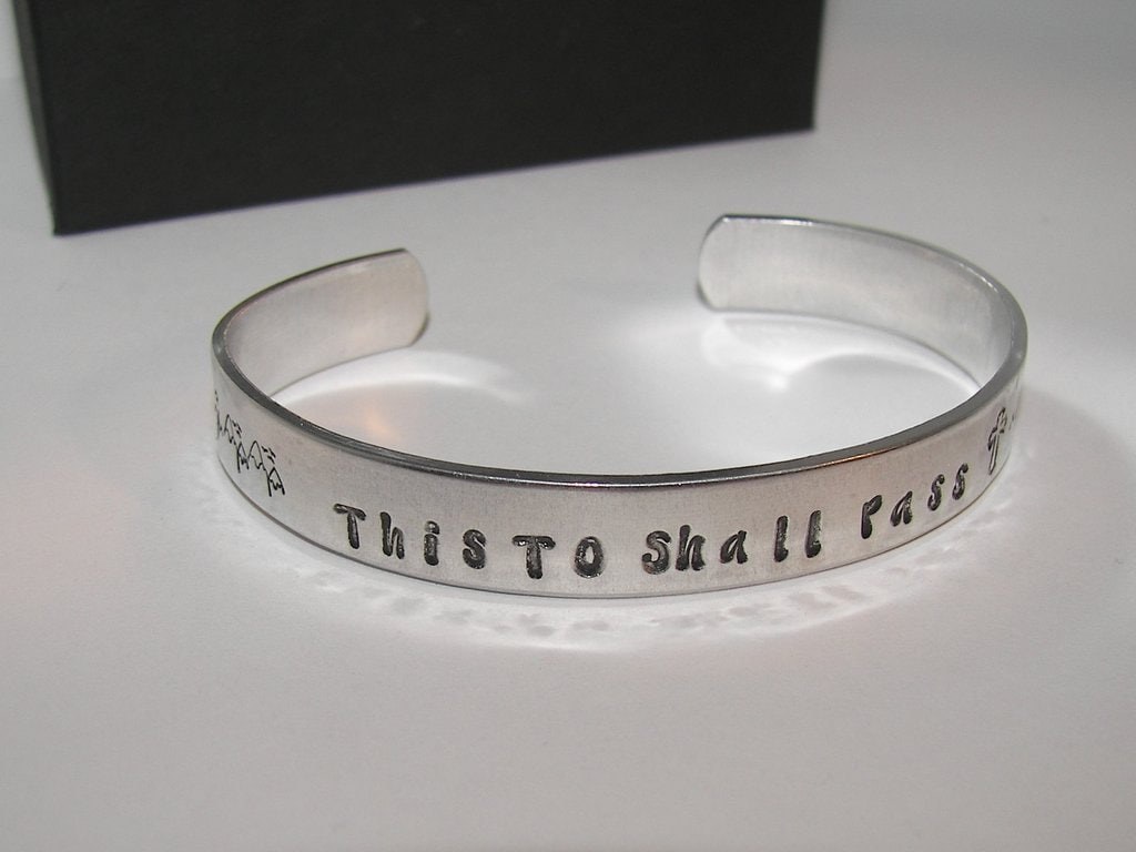 personalized This too shall pass custom hand stamped cuff bracelet, personalized mom jewelry