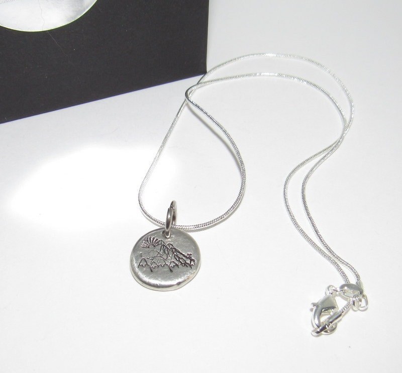 Mountain pendant necklace, mountain girl jewelry, custom hand stamped mountain necklace for her, hand stamped mountain lover necklace