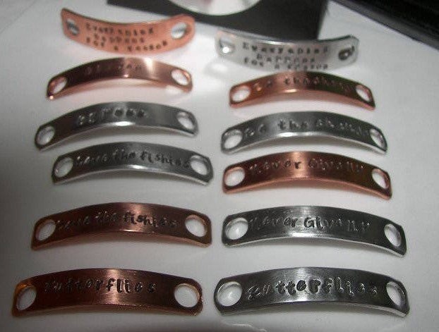 Bulk order Shoe tag bar stamped personalized for your group, Custom runner or military shoe bar, running shoe tag gifts for track team