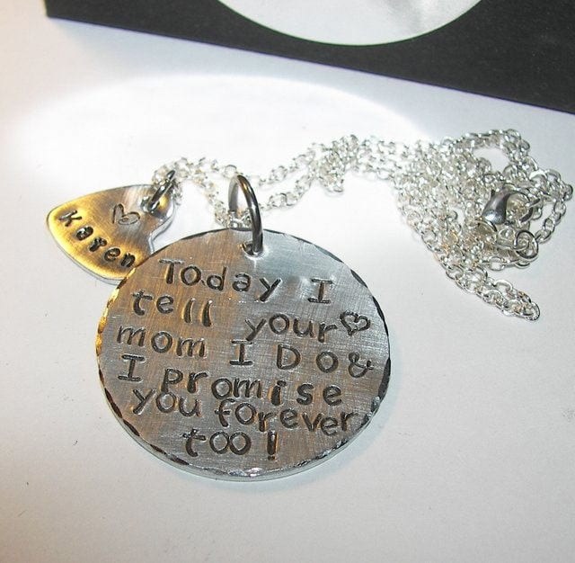 Sterling silver Today I tell your mom I do necklace, gift for step child on wedding day, personalized jewelry , customizable gift for kids