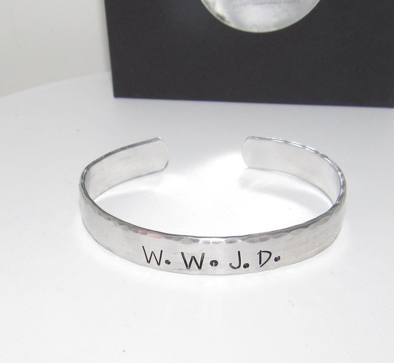 W.W.J.D cuff bracelet, what would Jesus do bracelet. custom personalized jewelry and gifts, personalized gifts for moms and friends,