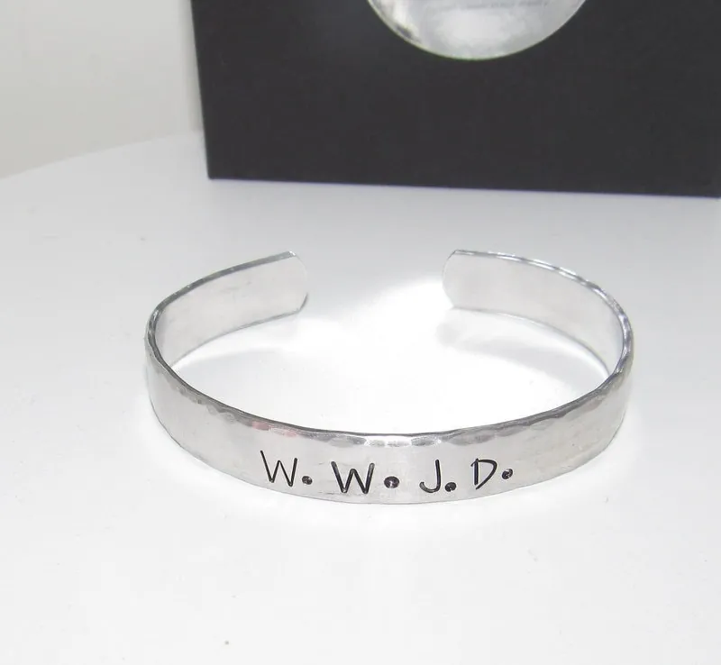 W.W.J.D cuff bracelet, what would Jesus do bracelet. custom personalized jewelry and gifts, personalized gifts for moms and friends,