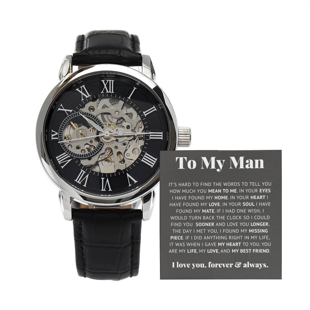 An openwork watch presented as a meaningful gift for a partner