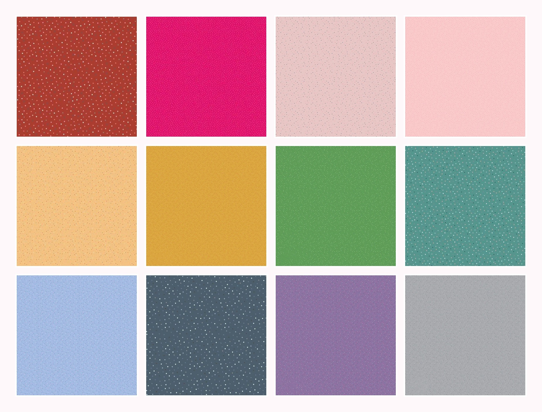 Collage of colorful Poppie Cotton Country Confetti blender fabrics
