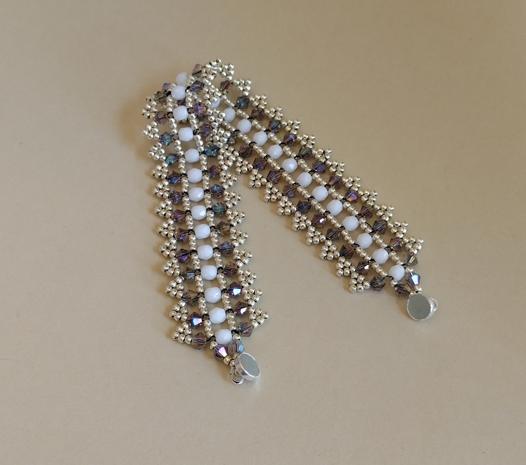 Black Diamond Crystal Bracelet shown open, including its magnetic clasp