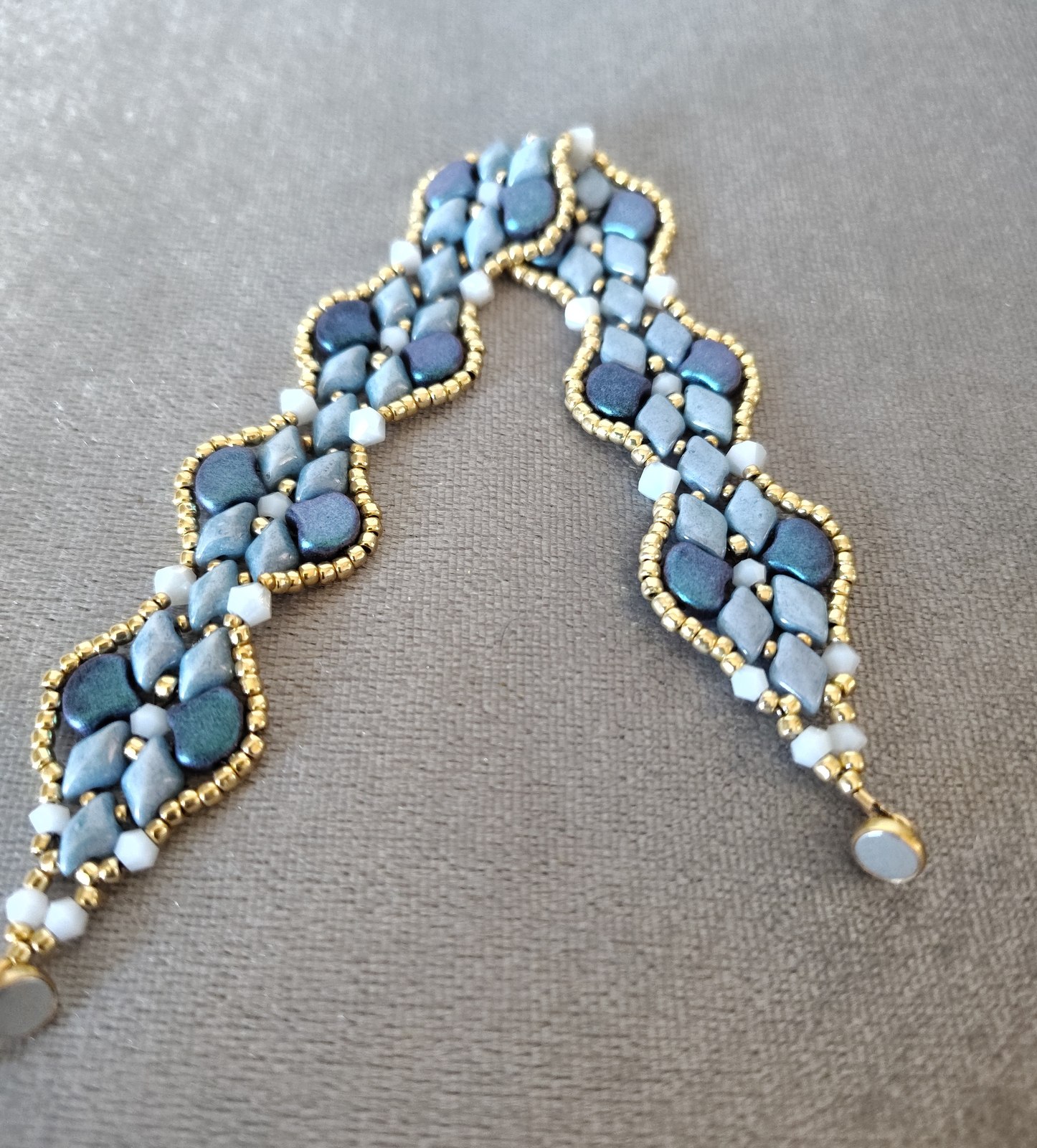 Blueberry Blues Bracelet laid flat, showing the magnetic clasp