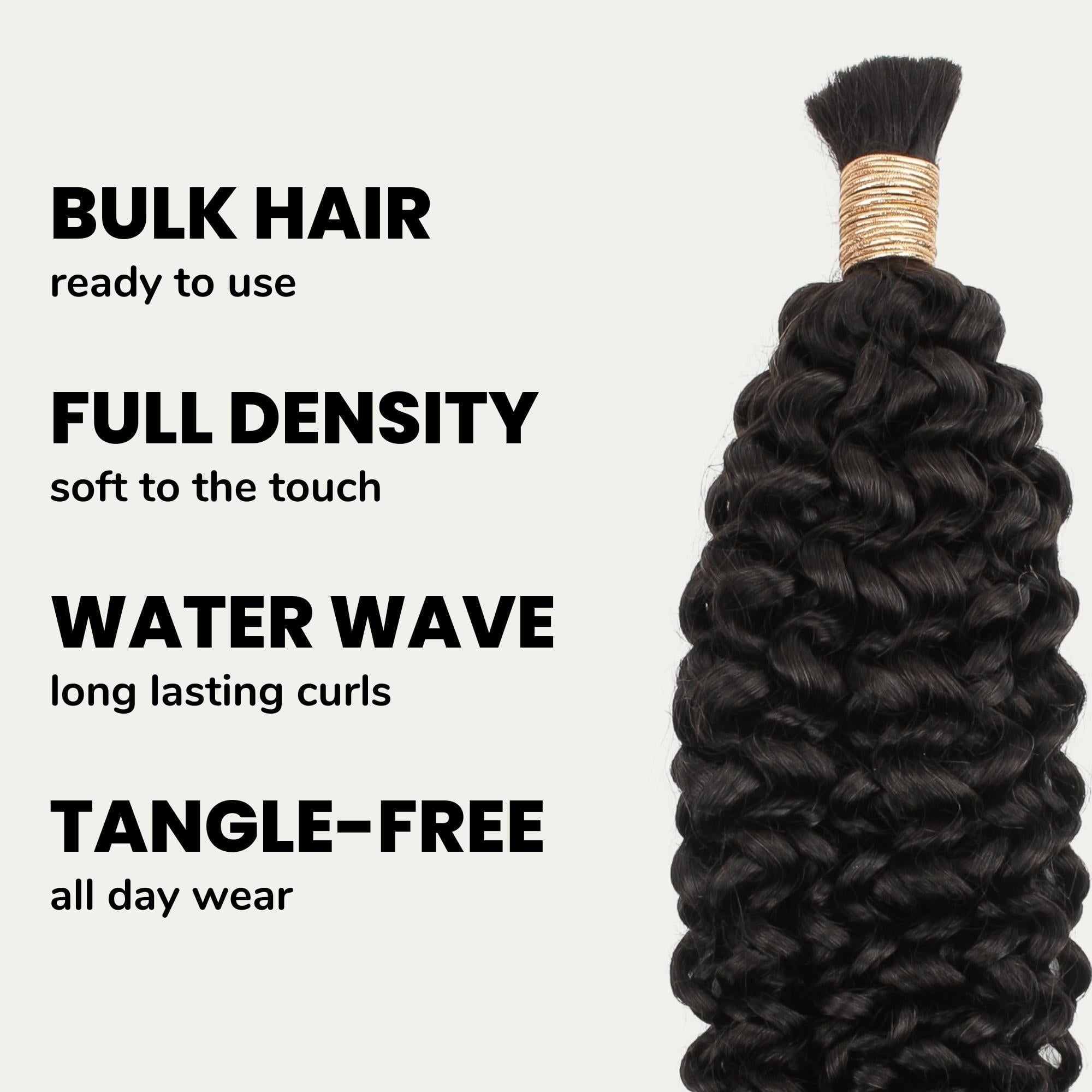 Water Wave bulk human hair ready for flexible placement in braids