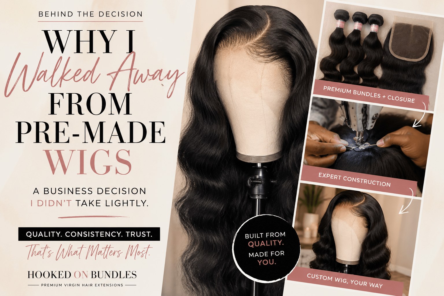 Walking away from pre-made wigs wasn't the easiest decision. - HookedOnBundles Virgin Hair
