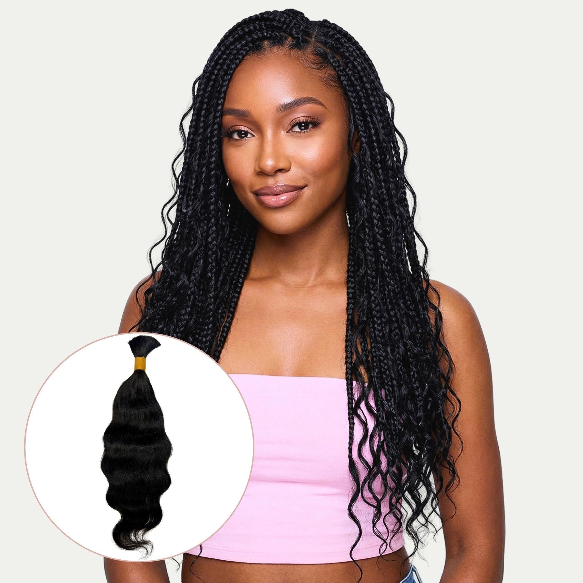 Raw Indian Wavy bulk human braiding hair
