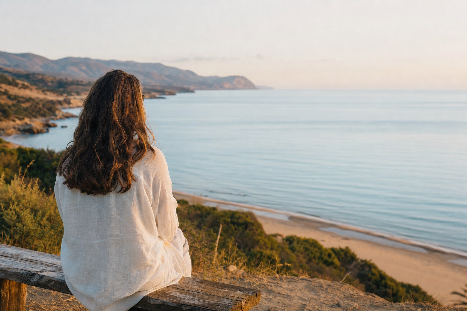 Person sitting quietly by the shore