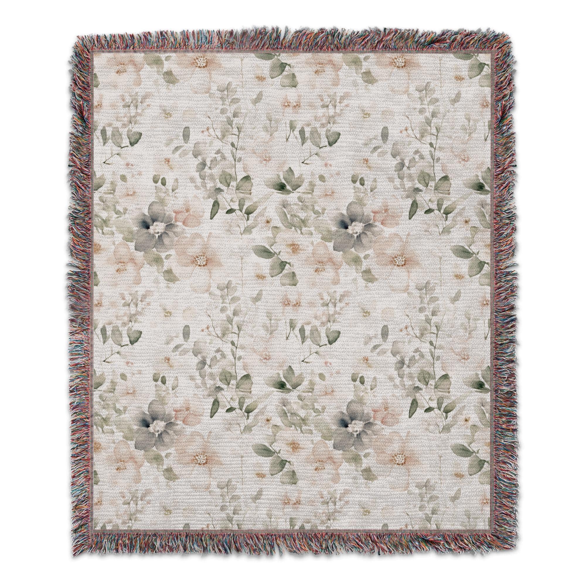 Watercolor Wildflower Blanket, Pastel Floral Throw Blanket, Cottagecore Botanical Bedding, Coquette Garden Decor Gift for Her