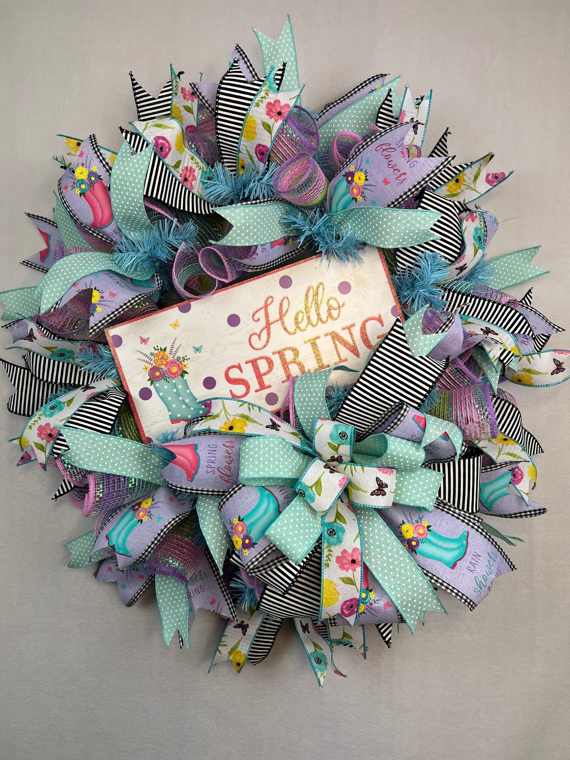 Hello Spring Deco Mesh Wreath