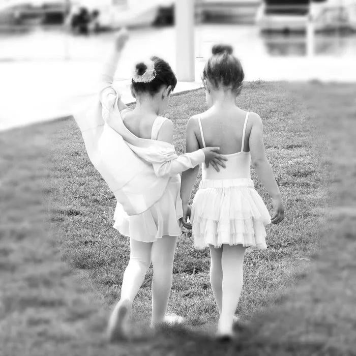 Young ballet friends together