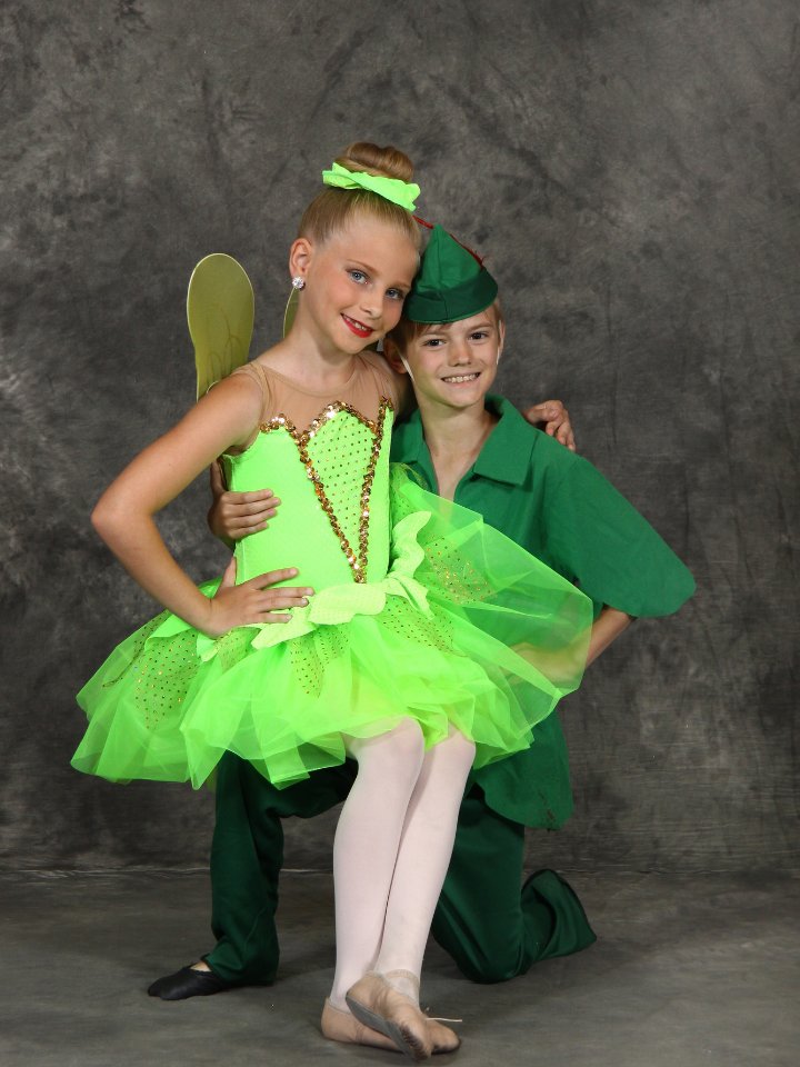 Dancers in green recital costumes
