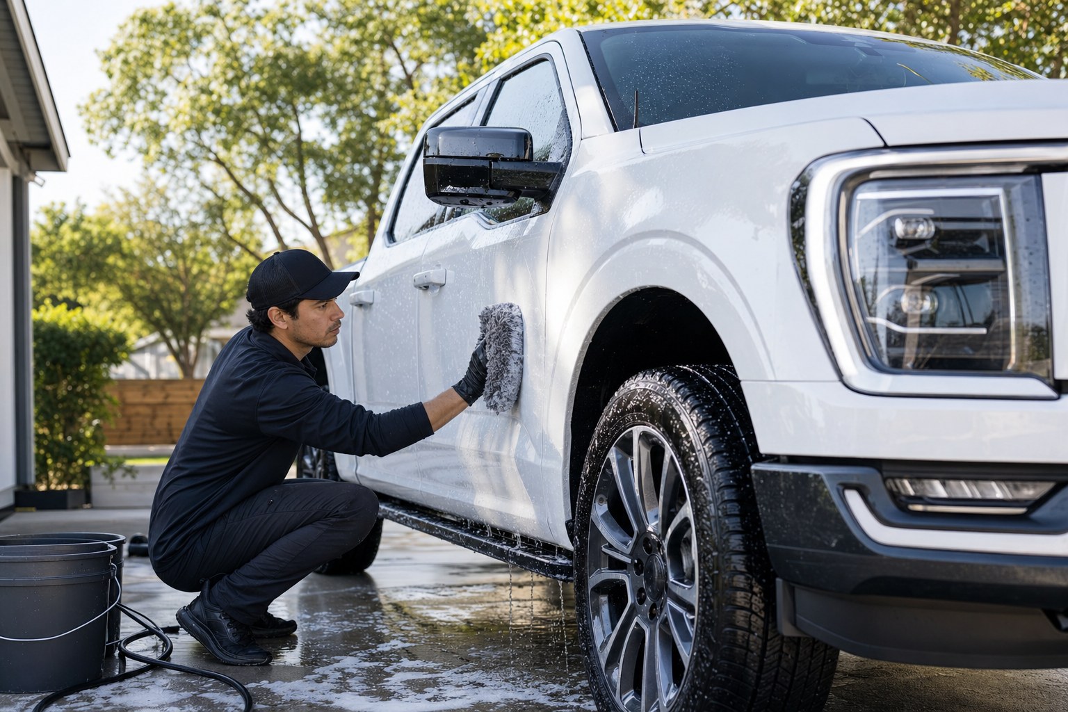 Shining Bright detailer working on a truck