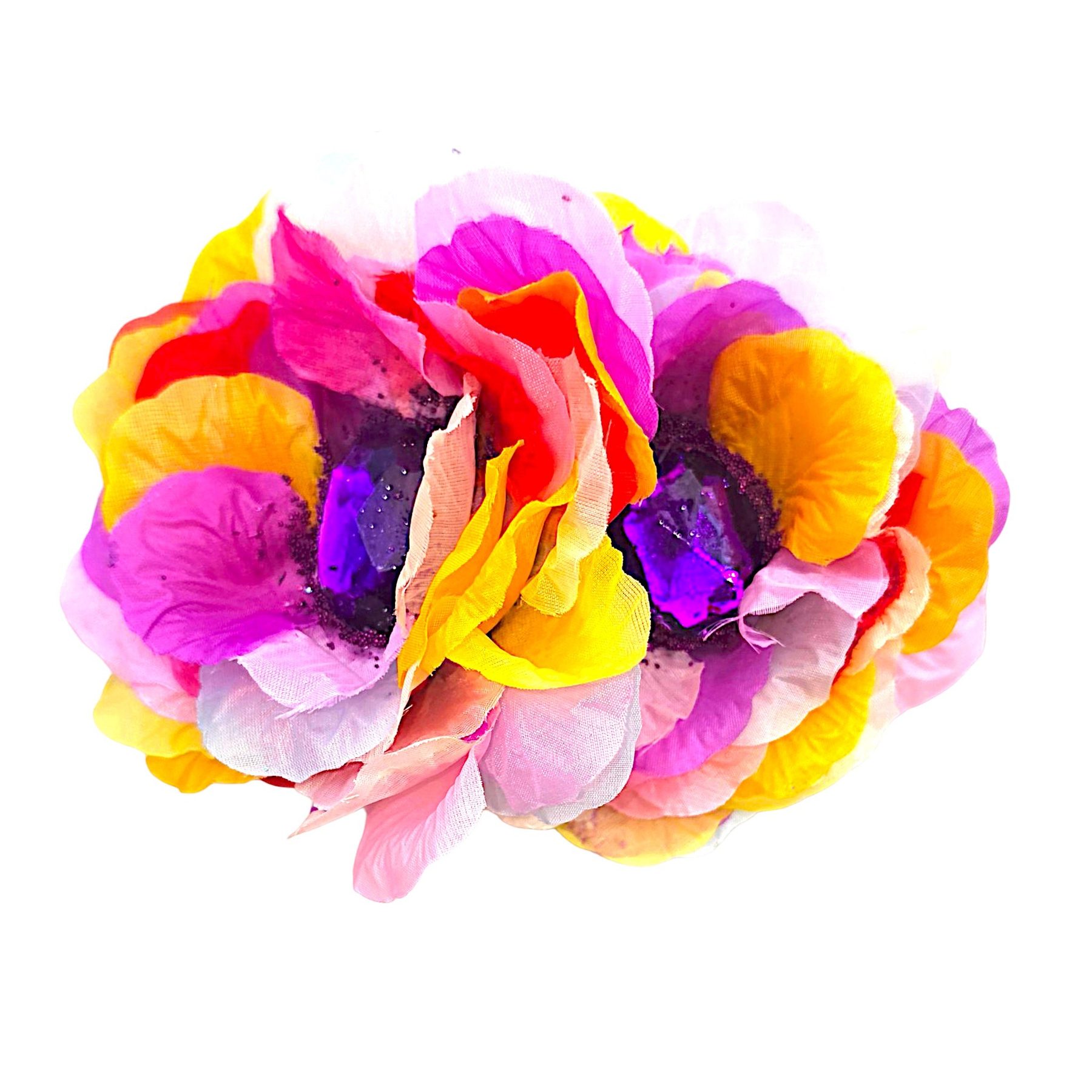 Bright pink, purple and yellow floral statement earrings by EarPlugShoppe